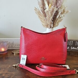 Coach Bold Red Laurel Leather Shoulder Bag
